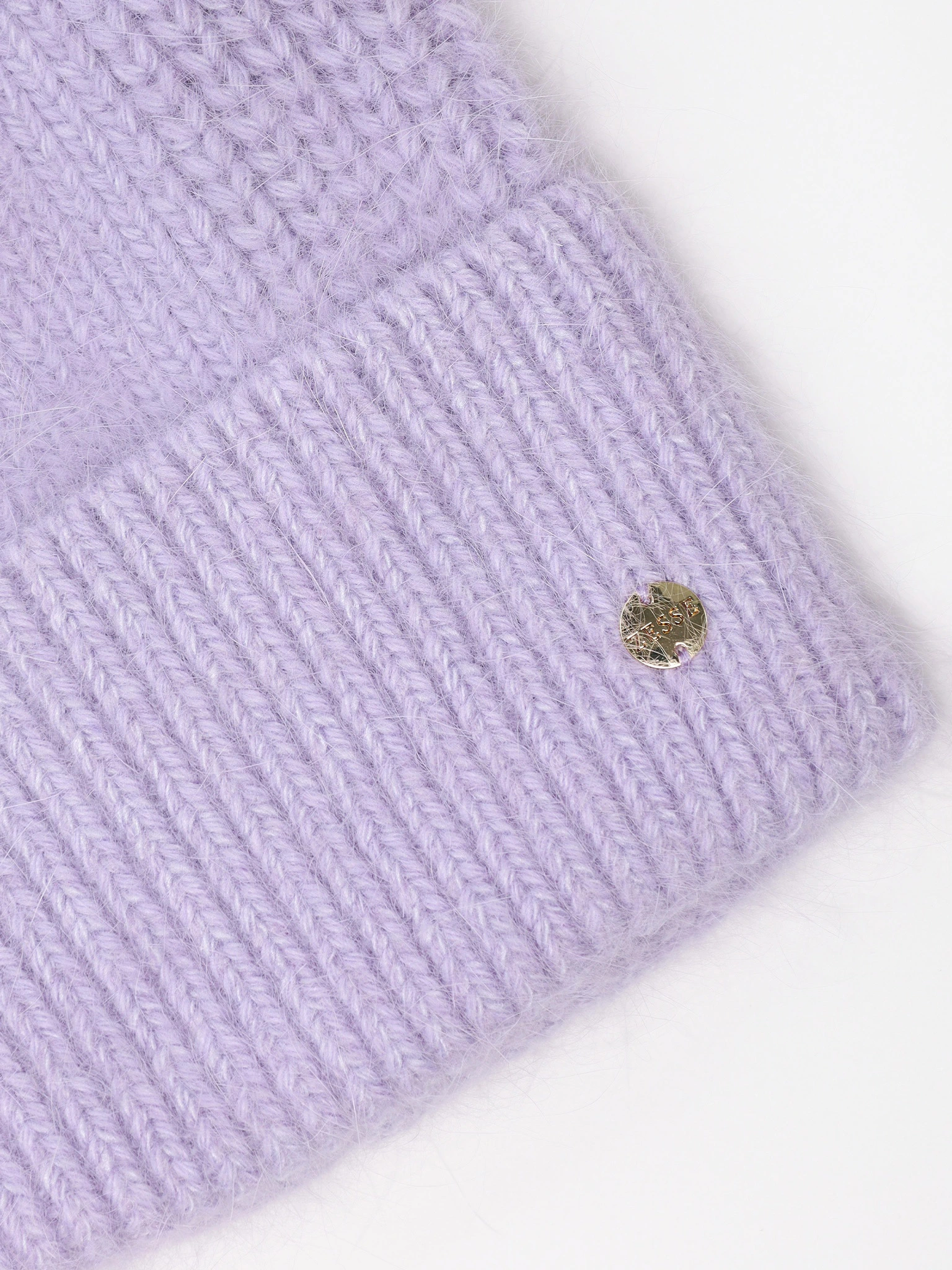 Шапка-бини из ангоры и нейлона с отворотом в ассортименте